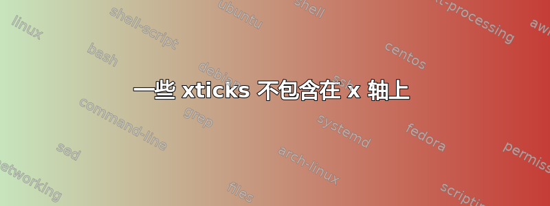 一些 xticks 不包含在 x 轴上