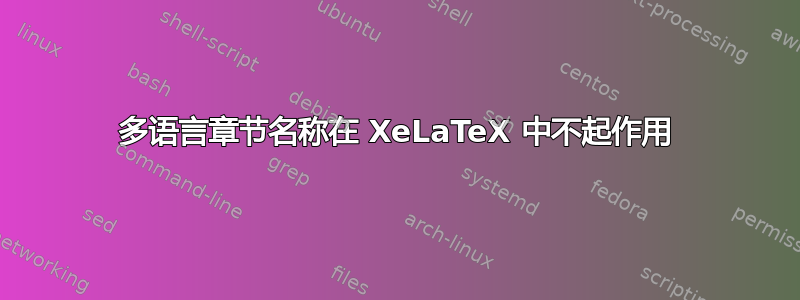 多语言章节名称在 XeLaTeX 中不起作用