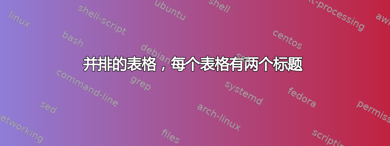 并排的表格，每个表格有两个标题