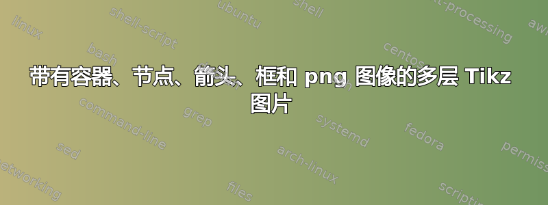 带有容器、节点、箭头、框和 png 图像的多层 Tikz 图片