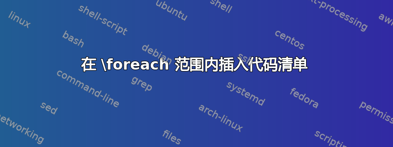 在 \foreach 范围内插入代码清单