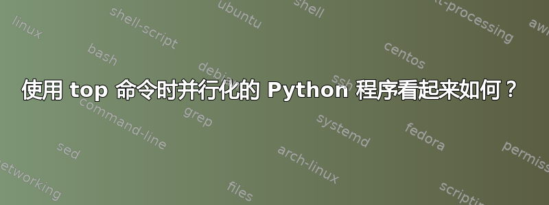 使用 top 命令时并行化的 Python 程序看起来如何？