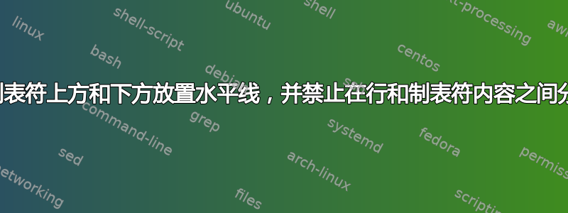 在制表符上方和下方放置水平线，并禁止在行和制表符内容之间分页