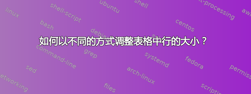 如何以不同的方式调整表格中行的大小？