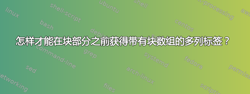 怎样才能在块部分之前获得带有块数组的多列标签？