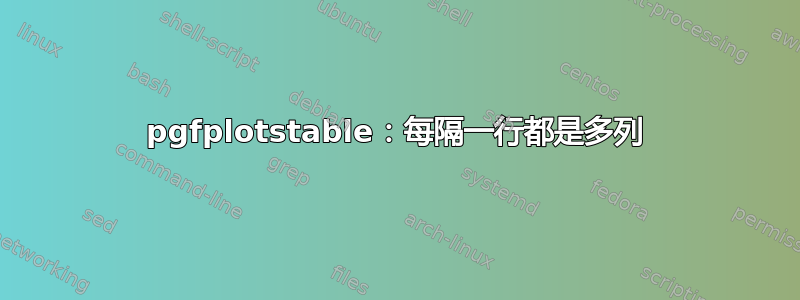 pgfplotstable：每隔一行都是多列