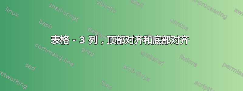 表格 - 3 列，顶部对齐和底部对齐