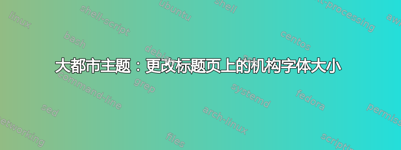 大都市主题：更改标题页上的机构字体大小