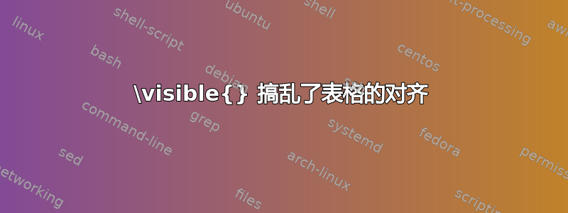 \visible{} 搞乱了表格的对齐