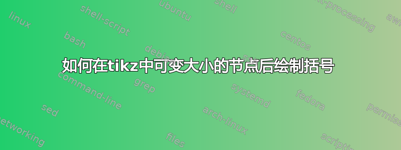 如何在tikz中可变大小的节点后绘制括号