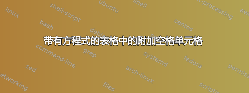 带有方程式的表格中的附加空格单元格