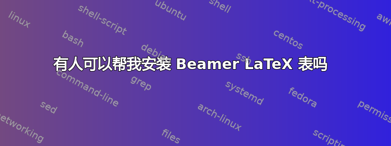 有人可以帮我安装 Beamer LaTeX 表吗 