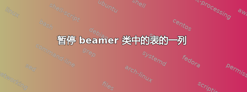 暂停 beamer 类中的表的一列