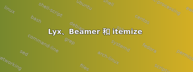 Lyx、Beamer 和 itemize