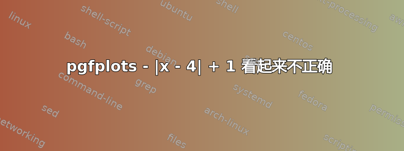 pgfplots - |x - 4| + 1 看起来不正确