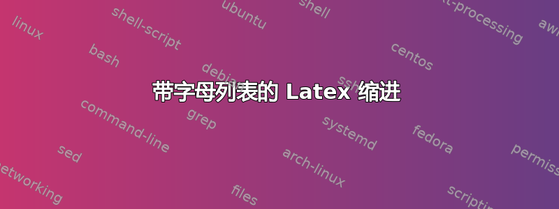 带字母列表的 Latex 缩进