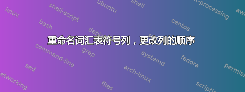 重命名词汇表符号列，更改列的顺序