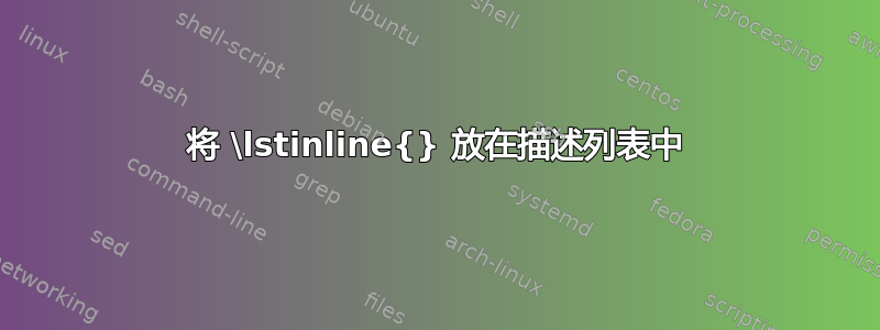 将 \lstinline{} 放在描述列表中