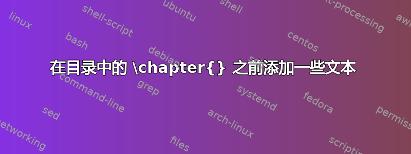 在目录中的 \chapter{} 之前添加一些文本