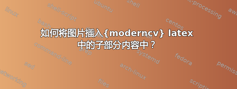 如何将图片插入{moderncv} latex 中的子部分内容中？