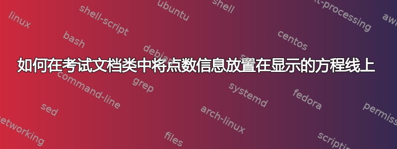 如何在考试文档类中将点数信息放置在显示的方程线上