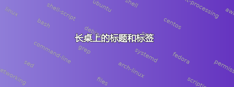 长桌上的标题和标签 