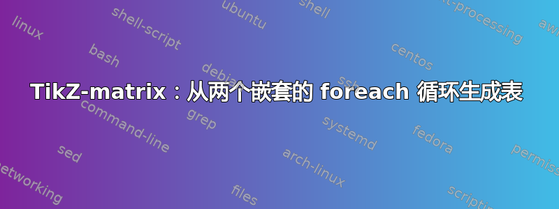 TikZ-matrix：从两个嵌套的 foreach 循环生成表