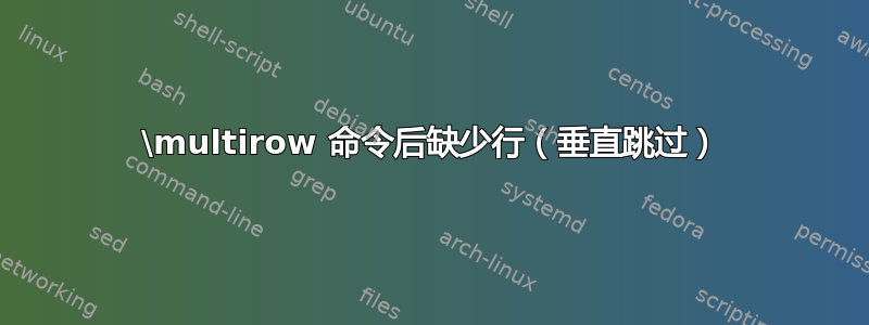 \multirow 命令后缺少行（垂直跳过）