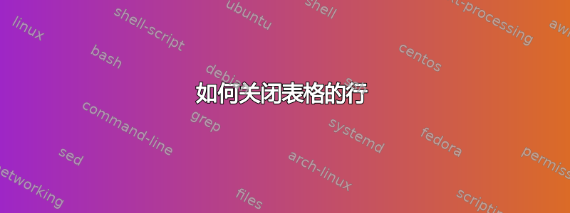 如何关闭表格的行