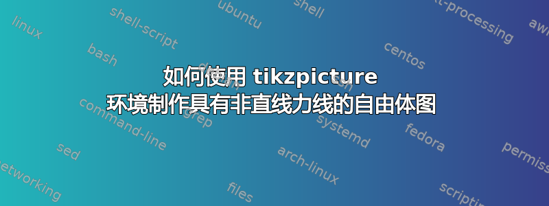 如何使用 tikzpicture 环境制作具有非直线力线的自由体图