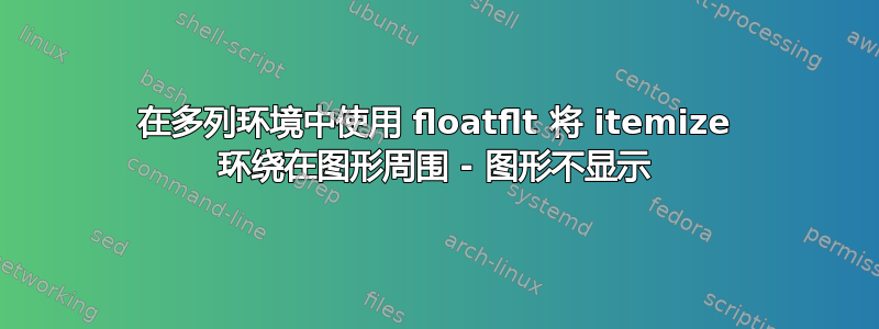 在多列环境中使用 floatflt 将 itemize 环绕在图形周围 - 图形不显示