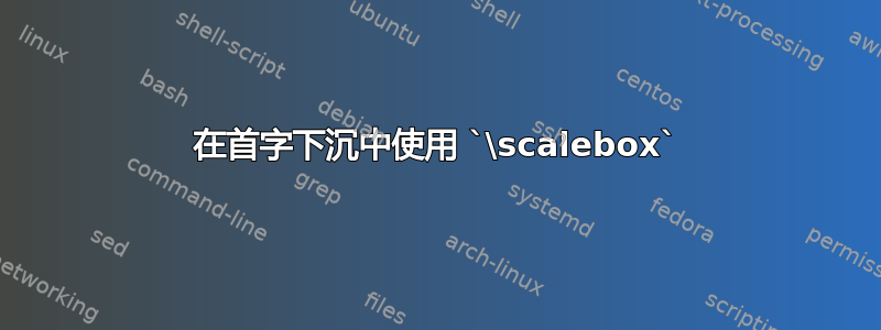 在首字下沉中使用 `\scalebox`