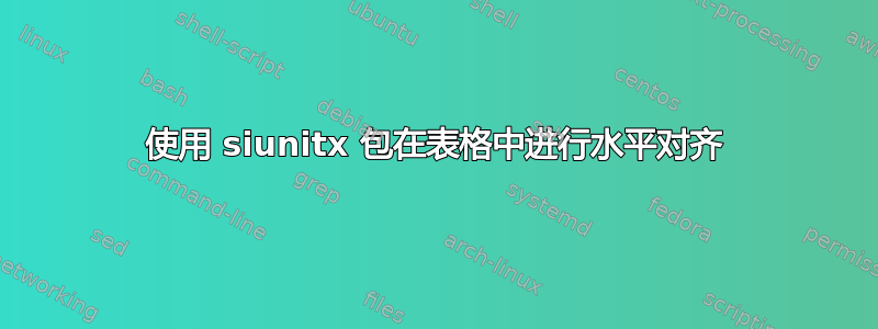 使用 siunitx 包在表格中进行水平对齐