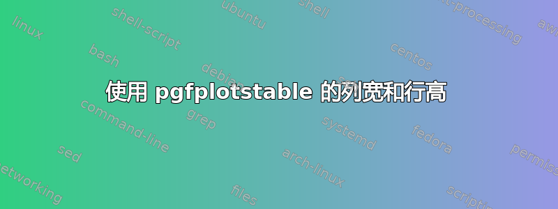 使用 pgfplotstable 的列宽和行高