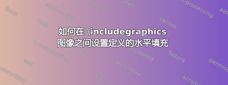 如何在 \includegraphics 图像之间设置定义的水平填充