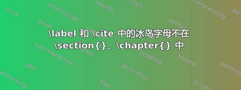 \label 和 \cite 中的冰岛字母不在 \section{}、\chapter{} 中