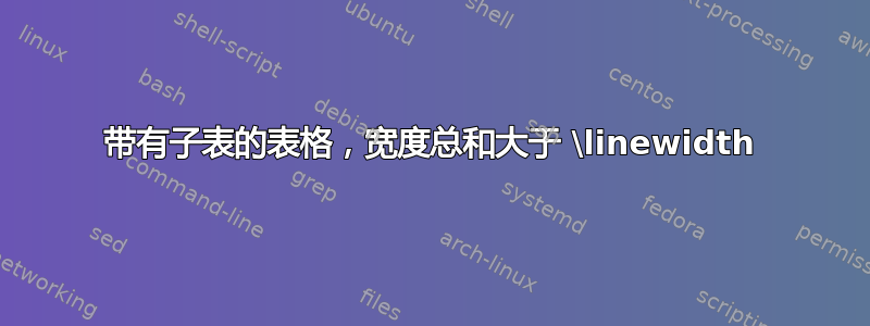 带有子表的表格，宽度总和大于 \linewidth