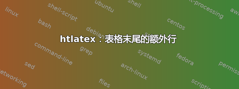 htlatex：表格末尾的额外行