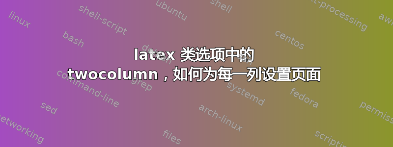 latex 类选项中的 twocolumn，如何为每一列设置页面