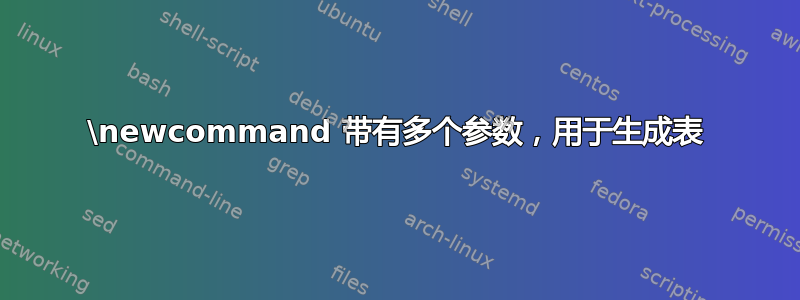 \newcommand 带有多个参数，用于生成表