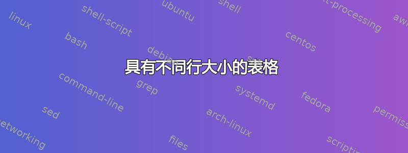 具有不同行大小的表格