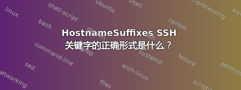 HostnameSuffixes SSH 关键字的正确形式是什么？