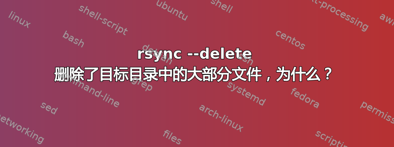 rsync --delete 删除了目标目录中的大部分文件，为什么？