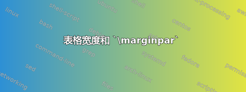 表格宽度和 `\marginpar`