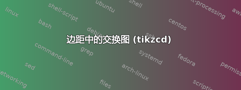 边距中的交换图 (tikzcd)