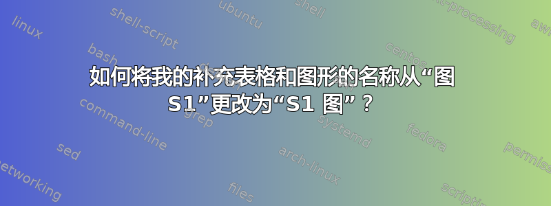 如何将我的补充表格和图形的名称从“图 S1”更改为“S1 图”？