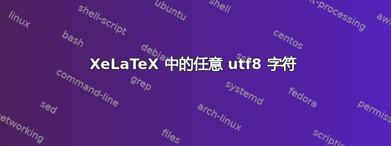 XeLaTeX 中的任意 utf8 字符