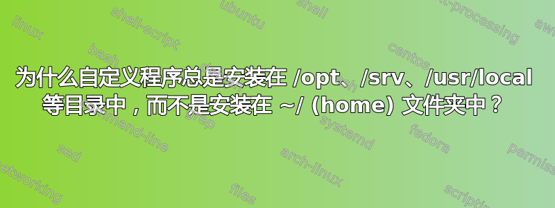 为什么自定义程序总是安装在 /opt、/srv、/usr/local 等目录中，而不是安装在 ~/ (home) 文件夹中？