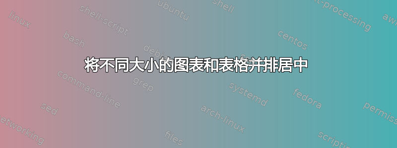 将不同大小的图表和表格并排居中