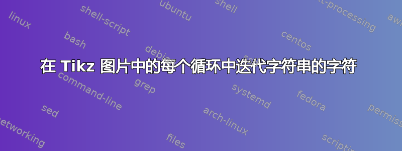 在 Tikz 图片中的每个循环中迭代字符串的字符